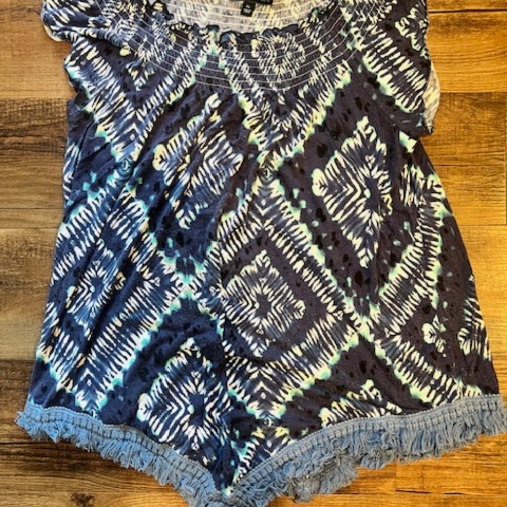 Navy blue w/ fringe soft shirt